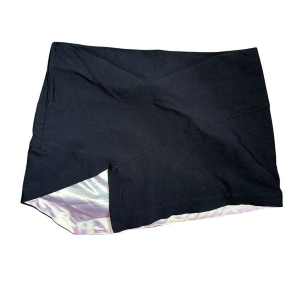 Y2k!! VANITY MINI BLACK SKIRT WITH CUTOUT SATIN BABY PINK LINING SIZE LARGE